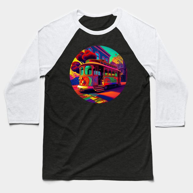 San Francisco Cable Car v3 (no text) Baseball T-Shirt by AI-datamancer